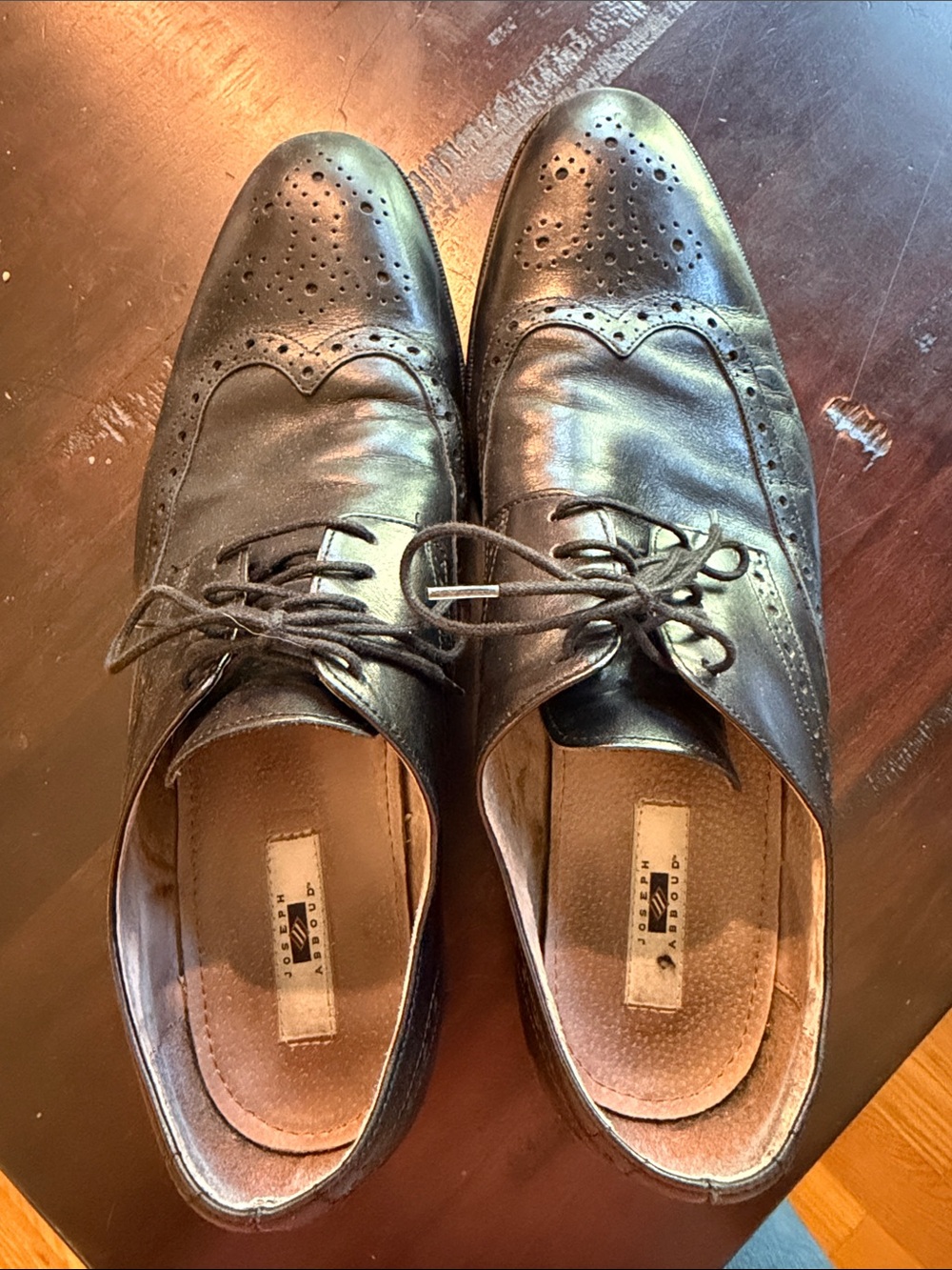 Joseph Abboud Black Leather Brogue Derby Shoes